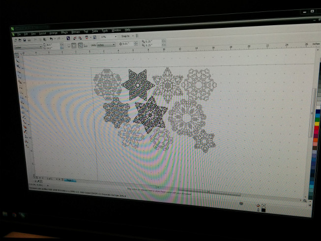 Laying out snowflakes for cut